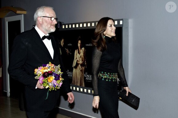 La princesse Mary de Danemark à l'avant-première du film A Royal Affair de Nikolaj Arcel, le 28 mars 2012 à Copenhague.