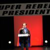 Christophe Alévêque lors du filage de sa pièce, Super Rebelle... et candidat libre !, au théâtre du Rond-Point à Paris le 10 avril 2012