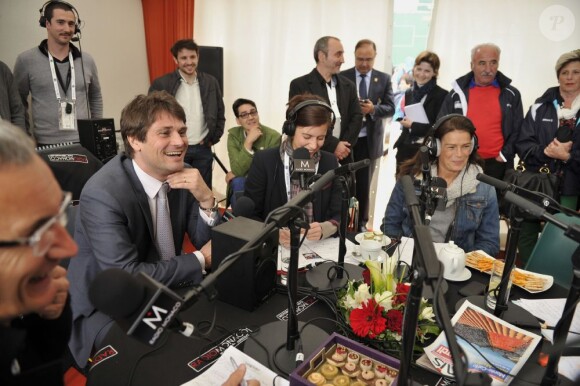 Stéphanie de Monaco en show radio sur Radio Monaco le 19 avril 2012 lors du Rolex Masters 1000 de Monte-Carlo, rejointe en studio par Arnaud Boetsch.