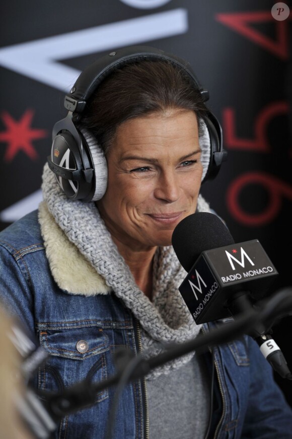 Stéphanie de Monaco en show radio sur Radio Monaco le 19 avril 2012 lors du Rolex Masters 1000 de Monte-Carlo, rejointe en studio par Arnaud Boetsch.