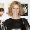 Eva Herzigova, ravissante dans sa robe en cuir, assistait au cocktail d'ouverture du Vogue Festival à Londres. Le 20 avril 2012.
