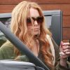 Lindsay Lohan arrive dans sa voiture, le 26 avril 2012, à Los Angeles