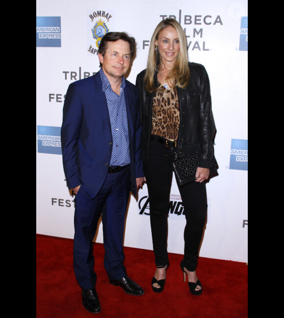 Michael J. Fox et Tracy Pollan lors de l'avant-première à New York dans le cadre du festival de Tribeca du film Avengers, le 28 avril 2012