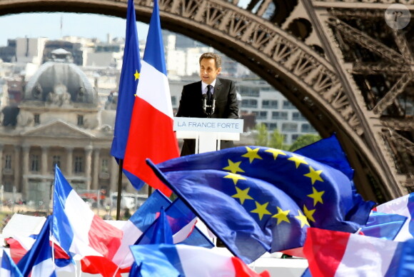 Nicolas Sarkozy le 1er mai 2012 lors de son meeting au Trocadéro à Paris