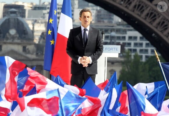 Nicolas Sarkozy le 1er mai 2012 lors de son meeting au Trocadéro à Paris