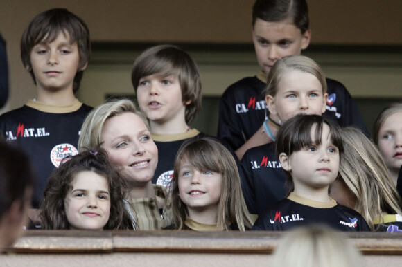 La princesse Charlène le 22 mai 2012 à Monaco pour un match de charité organisé au profit de l'association de la princesse Charlène