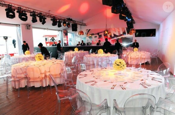 La salle du Terrazza Martini, préparée pour la soirée en l'honneur du film Paperboy, le 23 mai 2012.