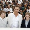 Tye Sheridan, Matthew McConaughey et Jacob Lofland lors du photocall du film Mud au Festival de Cannes le 26 mai 2012