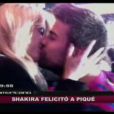 Shakira embrasse son homme Gerard Piqué après sa victoire lors de la coupe du Roi le 25 mai 2012