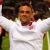 Robbie Williams savoure la victoire de son équipe, 3 à 1, face au Reste Du Monde à Old Trafford. Manchester, le 27 mai 2012.