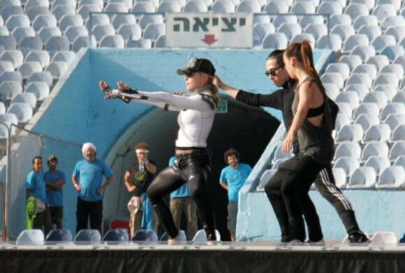 Madonna en pleines répétitions à Tel Aviv le 26 mai 2012.