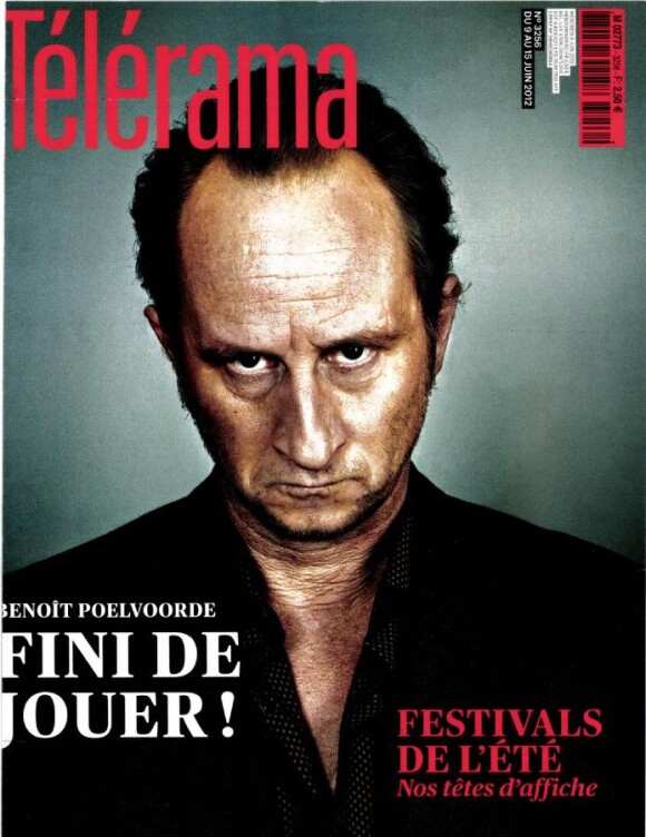 Benoît Poelvoorde en couverture du nouveau numéro de Télérama, en kiosques le 6 juin 2012.