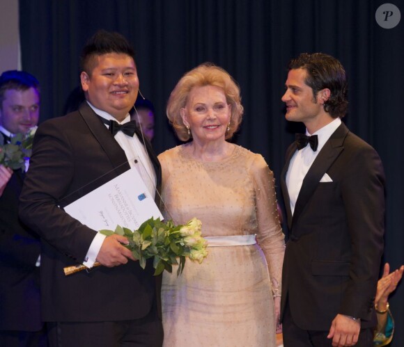 Soirée de remise des prix d'art Marianne and Sigvard Bernadotte Art Awards sous le parrainage du prince Carl Philip de Suède et de la comtesse Marianne de Wisborg, le 7 juin 2012 au Grand Hôtel de Stockholm.
