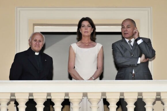 Caroline de Monaco, le colonel Luc Fringant et Père César PENZO lors de la fête de la Saint Jean à Monaco le 23 juin 2012