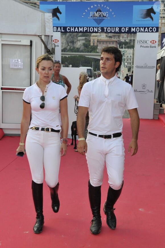 Sergio Alvarez Moya et sa femme Maria Ortega Perez lors du Jumping international de Monte-Carlo le 28 juin 2012.