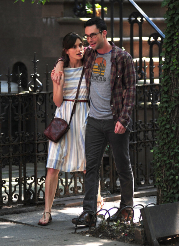 Keira Knightley et Adam Levine sur le tournage de la comédie romantique Can a Song Save Your Life ?, à New York le 29 juin 2012.