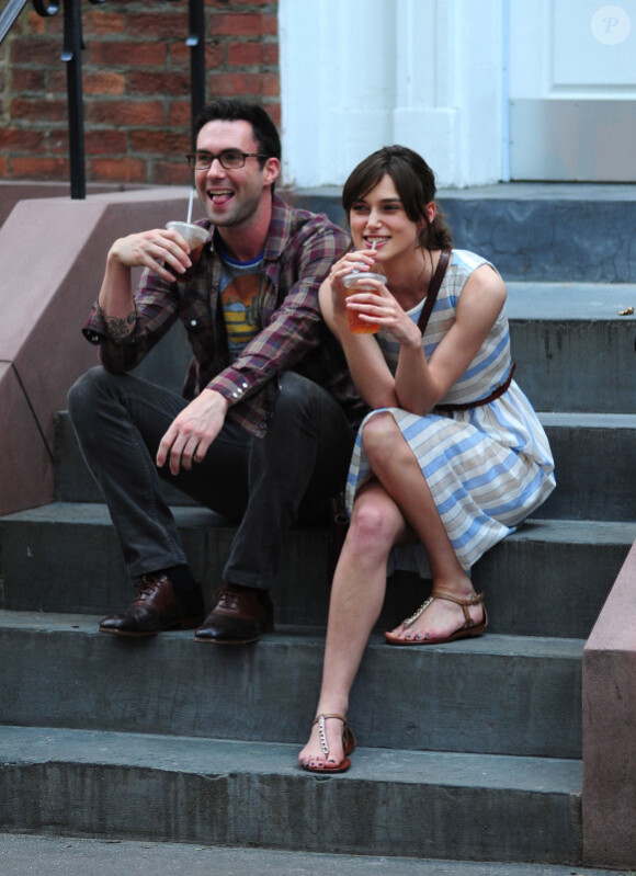 Keira Knightley et Adam Levine sur le tournage de Can a Song Save Your Life ?, à New York le 29 juin 2012.