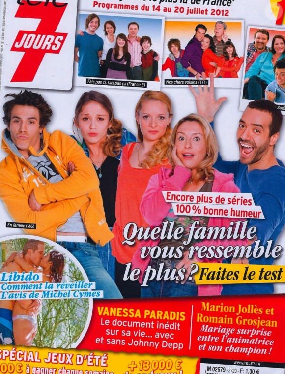 Télé 7 Jours, édition à paraître lundi 9 juillet 2012, contenant une interview de la jeune mariée Marion Jollès.
