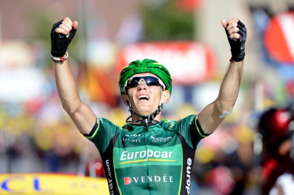 Pierre Rolland vainqueur d'étape sur le Tour de France le 12 juillet 2012 à La Toussuire