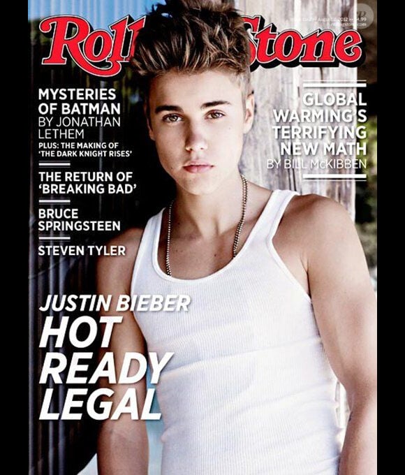 Justin Bieber en couverture du magazine Rolling Stone d'août 2012.