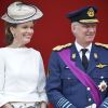 La princesse Mathilde et le prince Philippe de Belgique durant la parade militaire.
La famille royale de Belgique célébrait le 21 juillet 2012 la Fête nationale.