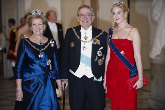 La princesse Theodora de Grèce et de Danemark avec ses parents le roi Constantin et la reine Anne-Marie le 15 janvier 2012 lors du jubilé de rubis de la reine Margrethe II.