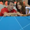 Le prince Frederik et la princesse Mary de Danemark étaient à l'Aquatics Centre de Londres le 29 juillet 2012 pour les épreuves de natation des Jeux olympiques 2012.