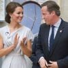 Kate Middleton a été accueillie par le Premier ministre David Cameron lors de la réception Creative Industries organisée par le Founders Forum et pour la campagne gouvernementale GREAT, à l'Académie royale des arts de Londres, le 30 juillet 2012, en marge des JO.