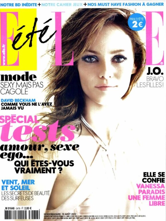 Vanessa Paradis en couverture du magazine Elle du 10 août 2012