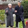 US director Woody Allen with actor John Turturro on the set of Allen's upcoming film 'Fading Gigolo' co-starring Vanessa Paradis, outside a house in Crown Heights, Brooklyn, New York City, NY, USA on October 25, 2012. Photo by Charles Guerin/ABACAPRESS.COM26/10/2012 - New York City