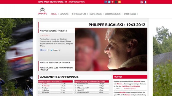 Philippe Bugalski est mort le 10 août 2012 à 49 ans. La famille Citroën Racing, très émue, lui rend hommage sur son site...