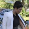 Kim Kardashian stylée près de son neveu Mason avec qui elle se rend à la messe. Agoura Hills, le 26 août 2012.