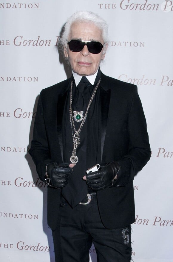 Karl Lagerfeld à New York pour le gala de la fondation Gordon Parks. Le 5 juin 2012.