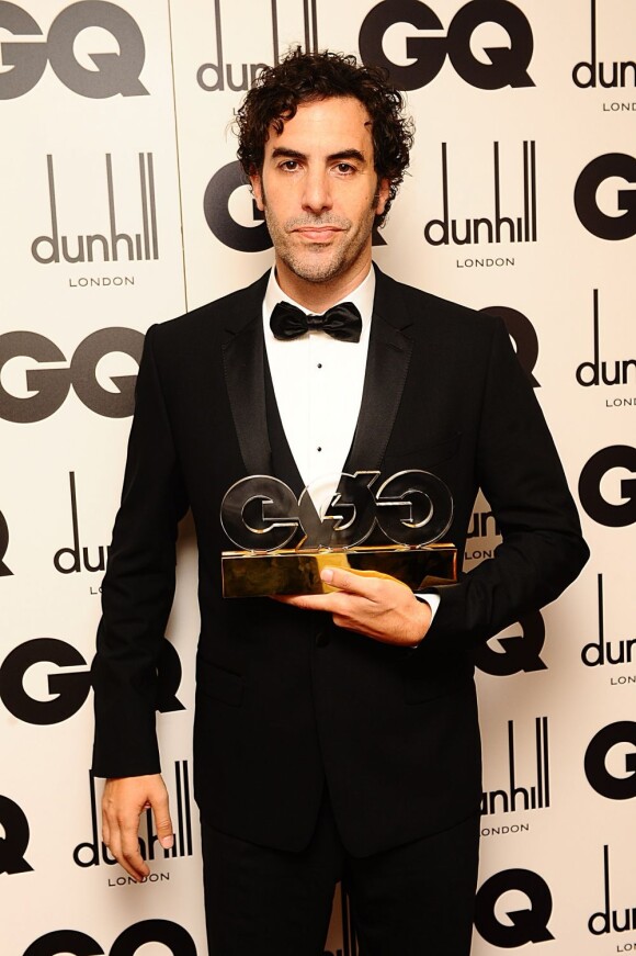 Sacha Baron Cohen, Comédien de l'Année lors des GQ Men Of The Year Awards 2012 à Londres. Le 4 septembre 2012.