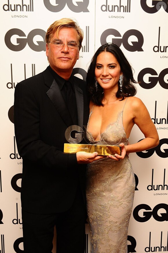 Olivia Munn avec l'Auteur de l'année Aaron Sorkin lors des GQ Men Of The Year Awards à la Royal Opera House. Londres, le 4 septembre 2012.