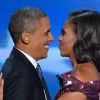 Barack Obama séduit par sa femme Michelle lors de la convention nationale du Parti démocrate au Times Warner Cable Arena de Charlotte le 6 septembre 2012