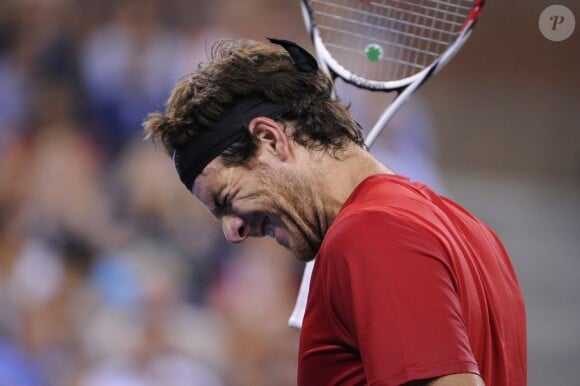 Juan Martin Del Potro après sa défaite face à Novak Djokovic le 6 septembre 2012 à New York en quart de finale de l'US Open