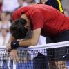 Juan Martin Del Potro après sa défaite face à Novak Djokovic le 6 septembre 2012 à New York en quart de finale de l'US Open