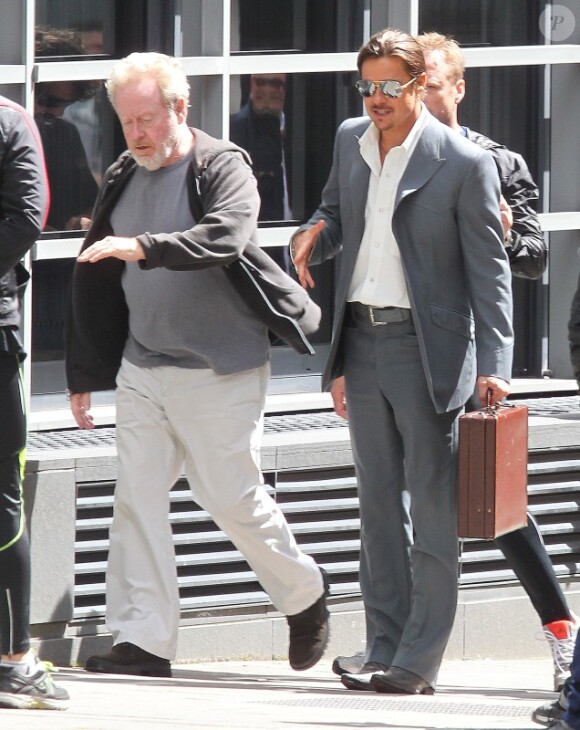 Brad Pitt le 4 août 2012 sur le tournage de The Counselor