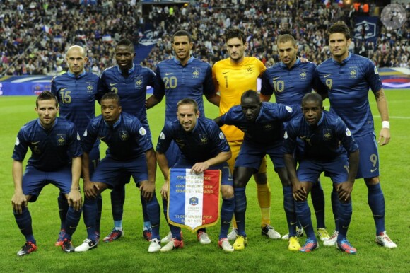 L'équipe de France lors de son match face à la Biélorussie (3-1) en qualification au mondial brésilien le 11 septembre 2012 à Saint-Denis
