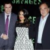 John Travolta, Salma Hayek et Oliver Stone présentent Savages à Paris le 14 septembre 2012.
