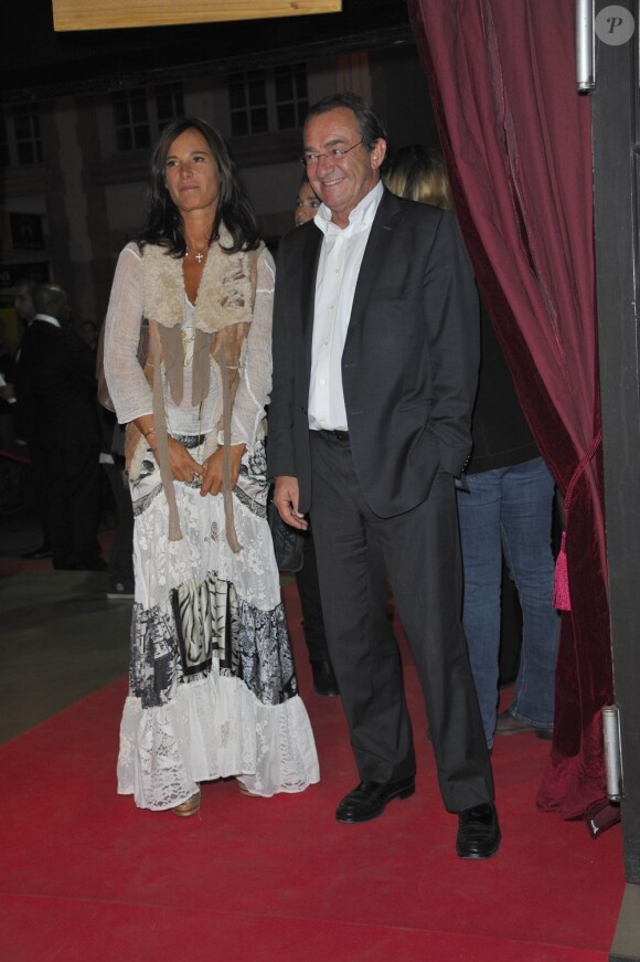 Nathalie Marquay et Jean-Pierre Pernaut à la première de Sister Act au Théâtre Mogador, à Paris, le 20 septembre 2012.