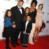 Luc Besson et son épouse Virginie Silla, entourés de leurs filles Thalia et Sateen, de leur fils Mao, ainsi que de la fille de Luc, Juliette, lors de la soirée d'inauguration de la Cite du Cinéma à Saint Denis le 21 septembre 2012
