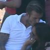 Exclusif - David et Victoria Beckham, parents amoureux qui assistent au match de foot de leurs fils Romeo et Cruz. Los Angeles, le 23 septembre 2012.