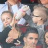 Helena Zeger, compagne de Zlatan Ibrahimovic et ses enfants, Maximilian et Vincent lors du match du PSG face à Sochaux le samedi 29 septembre 2012