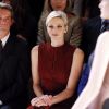 La princesse Charlene de Monaco, au côté de Peter Kriemler, au défilé Akris printemps/été 2013 lors de la Fashion Week de Paris, le 30 septembre 2012 au Palais de Chaillot
