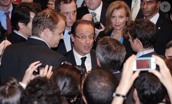 François Hollande et Valérie Trierweiler à la rencontre des expatriés français de New York, le 25 septembre 2012.