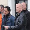 Tournage du film Red 2 à Paris avec Bruce Willis le 11 octobre 2012.