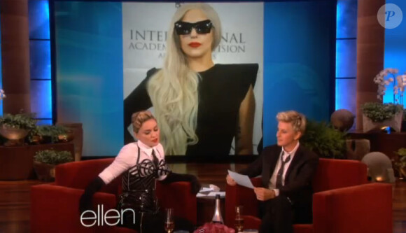 Madonna donne son avis sur Lady Gaga avec Ellen DeGeneres, le 22 octobre 2012.