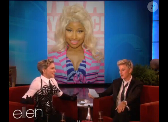 Madonna donne son avis sur Nicki Minaj avec Ellen DeGeneres, le 22 octobre 2012.
